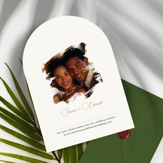 Eukalyptus Greenery & Gold Arch Wedding Einladung