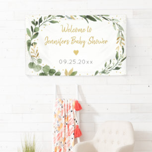 Eukalyptus Greenery Gold Baby Shower Banner
