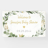 Eukalyptus Greenery Gold Baby Shower Banner (Horizontal)
