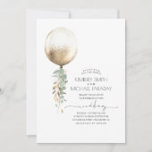 Eukalyptus Greenery Gold Ballon Elegante Hochzeit Einladung (Vorderseite)