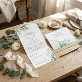 Eukalyptus Greenery Gold Blätter Botanische Hochze All In One Einladung