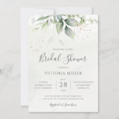 Eukalyptus Greenery Gold Blätter Brautparty Einladung (Vorderseite)