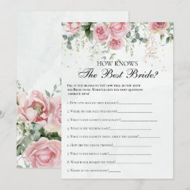 Eukalyptus Greenery Gold Blätter Brautparty-Spiel Einladung