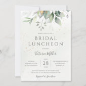 Eukalyptus Greenery Gold Blätter Bridal Luncheon Einladung (Vorderseite)