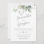 Eukalyptus Greenery Gold Blätter Elegante Hochzeit Einladung (Vorderseite)