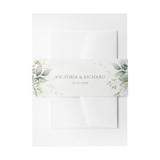 Eukalyptus Greenery Gold Blätter Elegante Hochzeit Einladungsbanderole (Vorderseite Beispiel)