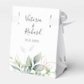 Eukalyptus Greenery Gold Blätter Elegante Hochzeit Geschenkschachtel (Rückseite)