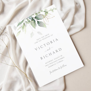 Eukalyptus Greenery Gold Blätter Elegante Hochzeit Save The Date