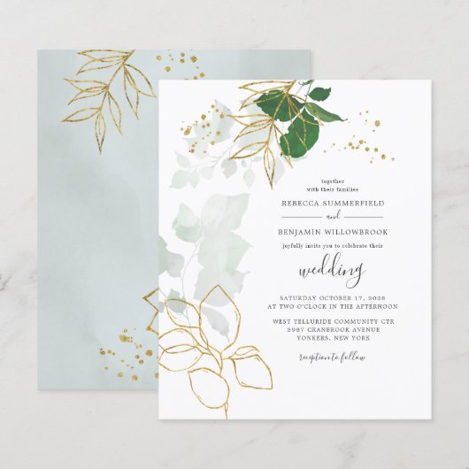 Eukalyptus Greenery Gold Blätter Geometric (Vorne/Hinten)