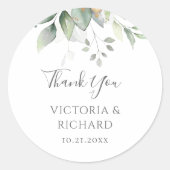 Eukalyptus Greenery Gold Blätter Hochzeit Vielen D Runder Aufkleber (Vorderseite)