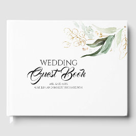 Eukalyptus Greenery Gold Blätter Wedding Gästebuch
