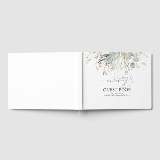Eukalyptus Greenery Gold Blätter Wedding Gästebuch (Voll)