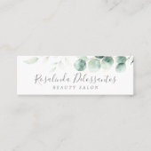 Eukalyptus Greenery Gold Botanische Farbe Mini Visitenkarte (Vorderseite)