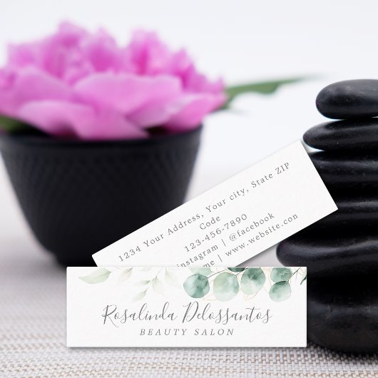 Eukalyptus Greenery Gold Botanische Farbe Mini Visitenkarte