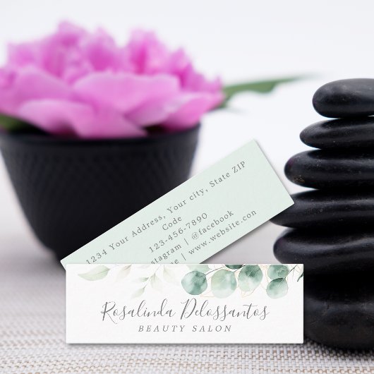 Eukalyptus Greenery Gold Botanische Farbe Mini Visitenkarte