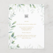 Eukalyptus Greenery Gold Budget Hochzeit Einladung (Rückseite)
