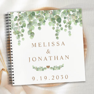 Eukalyptus Greenery Gold Budget Wedding Gästebuch Notizblock