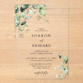 Eukalyptus Greenery & Gold Chic Wedding Acryleinladungen (Vorderseite)
