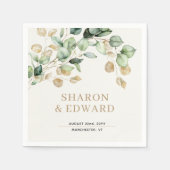 Eukalyptus Greenery & Gold Chic Wedding Serviette (Vorderseite)