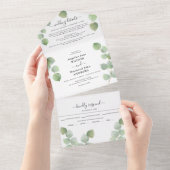 Eukalyptus Greenery & Gold Classic Wedding All In One Einladung (Abreißen)