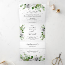 Eukalyptus Greenery & Gold Classic Wedding Tri-Fol