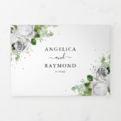 Eukalyptus Greenery & Gold Classic Wedding Tri-Fol Dreifach Gefaltete Einladung (Cover)