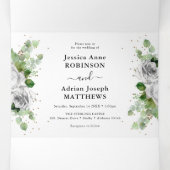 Eukalyptus Greenery & Gold Classic Wedding Tri-Fol Dreifach Gefaltete Einladung (Innenseite Mitte)