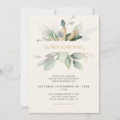 Eukalyptus Greenery & Gold Ecru Einladung zur Hoch (Vorderseite)