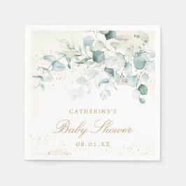 Eukalyptus Greenery Gold Elegant Girl Baby Shower Serviette