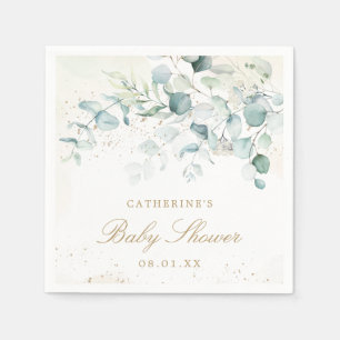 Eukalyptus Greenery Gold Elegant Girl Baby Shower Serviette