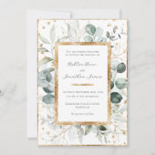 Eukalyptus Greenery Gold Elegante Hochzeit Einladung (Vorderseite)