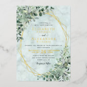 Eukalyptus Greenery Gold Foil Folieneinladung (Vorderseite)