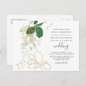 Eukalyptus Greenery Gold Foliage Geometric Wedding Einladungspostkarte (Vorne/Hinten)