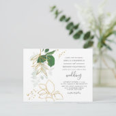 Eukalyptus Greenery Gold Foliage Geometric Wedding Einladungspostkarte (Stehend Vorderseite)