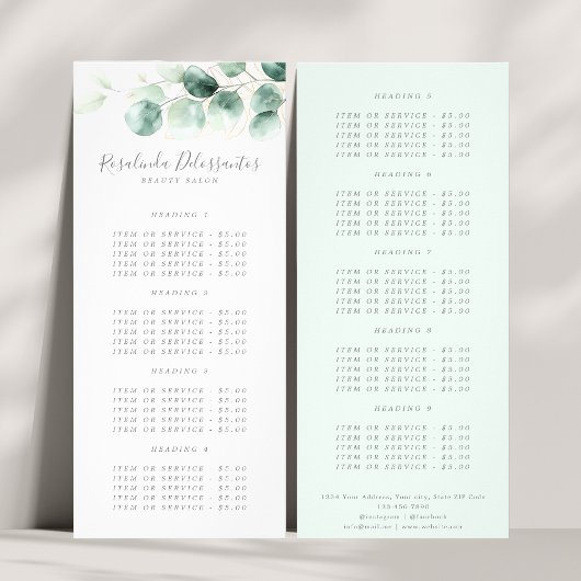 Eukalyptus Greenery Gold Foliage Werbekarte