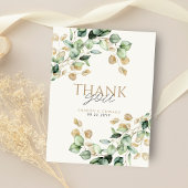 Eukalyptus Greenery & Gold Foto Hochzeit Dankeskarte