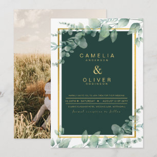 Eukalyptus Greenery Gold FOTO WEDDING INVITE Einladung