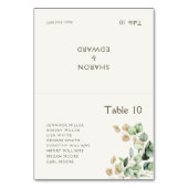 Eukalyptus Greenery & Gold Gästebamen Platzkarte Tischnummer (Vorderseite)
