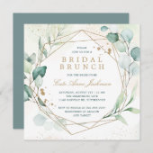 Eukalyptus Greenery Gold Geometric Bridal Brunch Einladung (Vorne/Hinten)