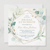 Eukalyptus Greenery Gold Geometric Bridal Luncheon Einladung (Vorderseite)