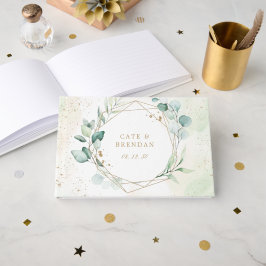 Eukalyptus Greenery Gold Geometric Elegante Hochze Gästebuch