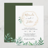 Eukalyptus Greenery Gold Geometric Frame Wedding Einladung (Vorne/Hinten)