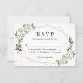 Eukalyptus Greenery Gold Geometric Frame Wedding RSVP Karte (Vorderseite)
