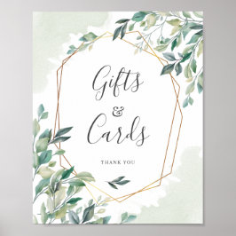 Eukalyptus Greenery Gold Geometric Gifts Cards Poster