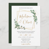Eukalyptus Greenery Gold Geometric Modern Wedding Einladung (Vorne/Hinten)