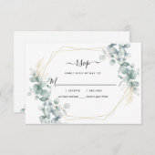 Eukalyptus Greenery Gold Geometric Rustic Wedding RSVP Karte (Vorne/Hinten)