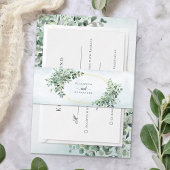 Eukalyptus Greenery Gold Geometric Wedding Einladungsbanderole