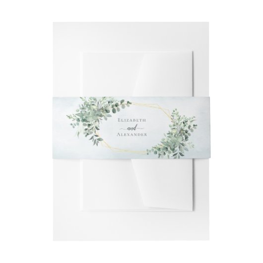 Eukalyptus Greenery Gold Geometric Wedding Einladungsbanderole (Vorderseite Beispiel)