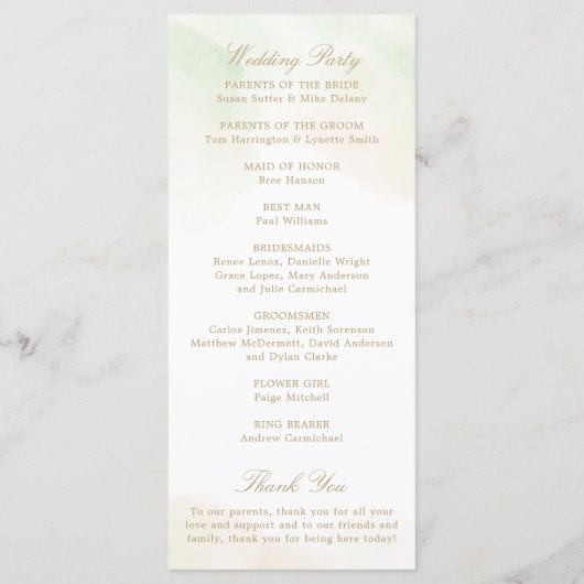 Eukalyptus Greenery Gold Geometric Wedding Programm (Rückseite)