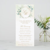 Eukalyptus Greenery Gold Geometric Wedding Programm (Stehend Vorderseite)